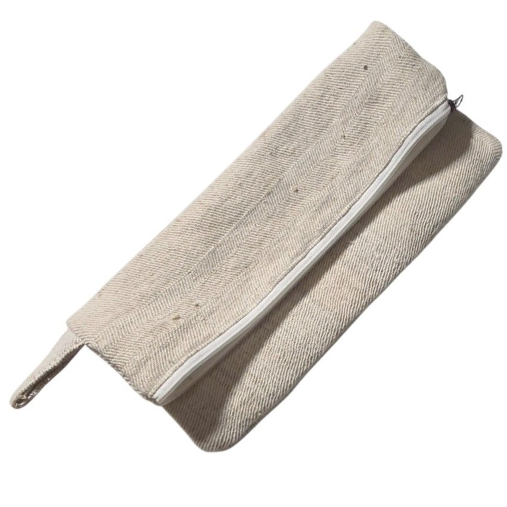 Natural Canvas Cosmetic Bag Pouch Zippered Organizer‎ Travel Pouch